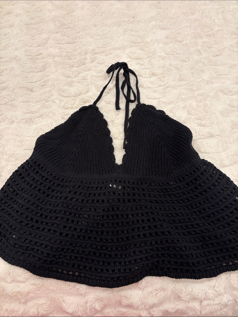 wild fable Black Crochet Halter Swim Coverup